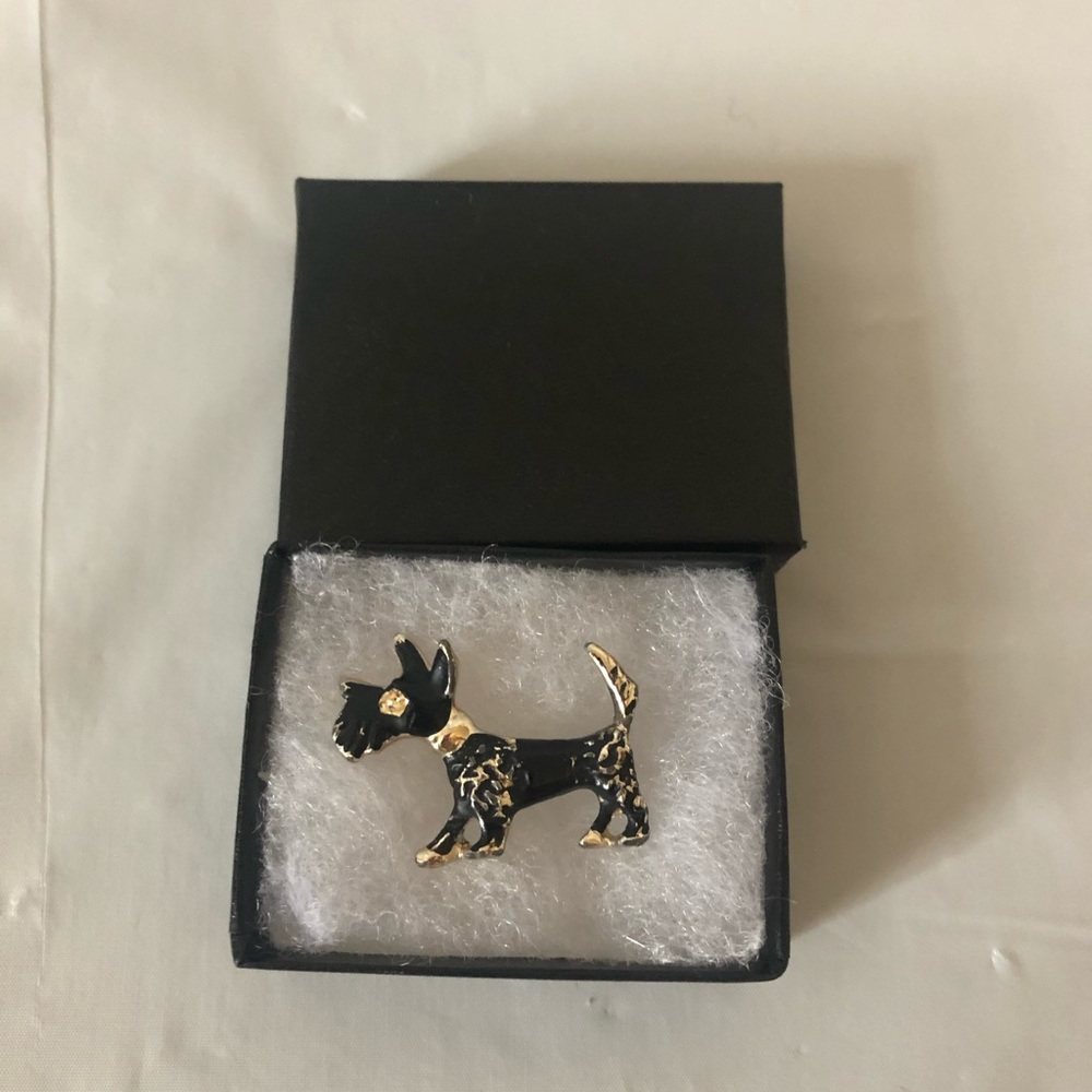 Scottish terrier brooch white rhinestone eye
